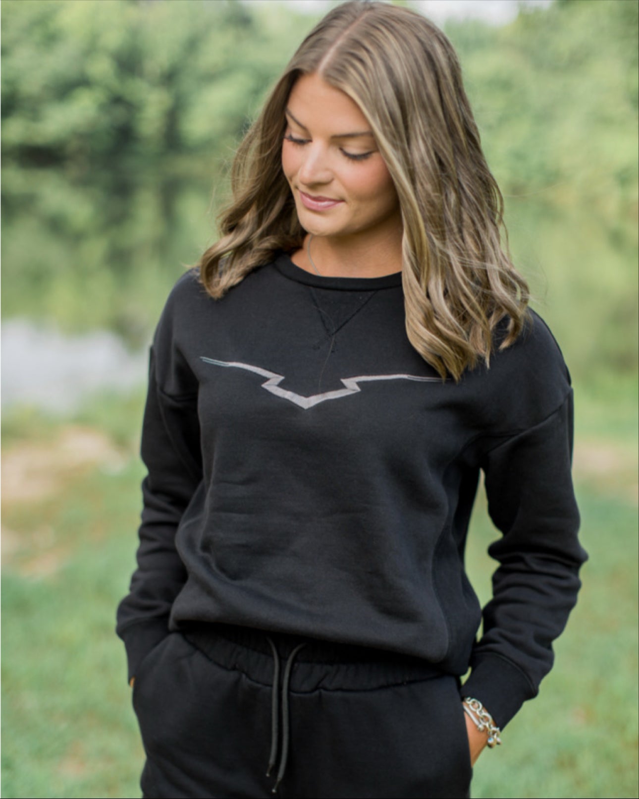 Sweet Victory- Black Embroidered Crewneck