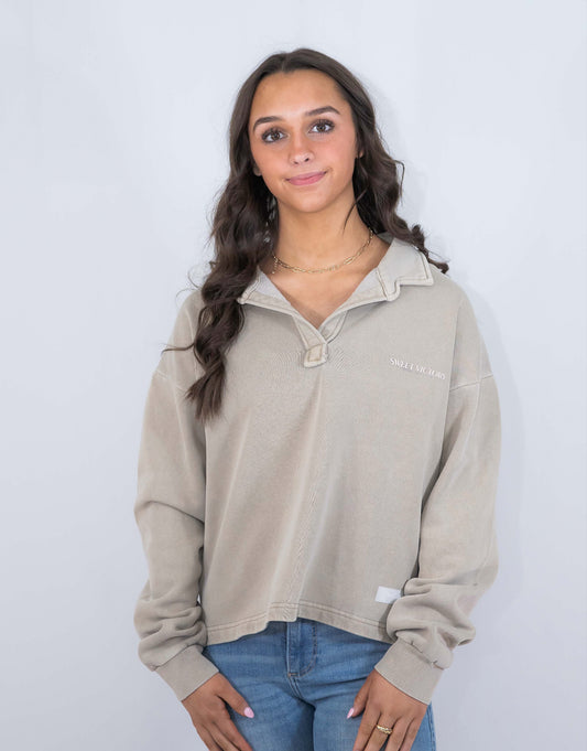 Sweet Victory Crop Pullover-Tan