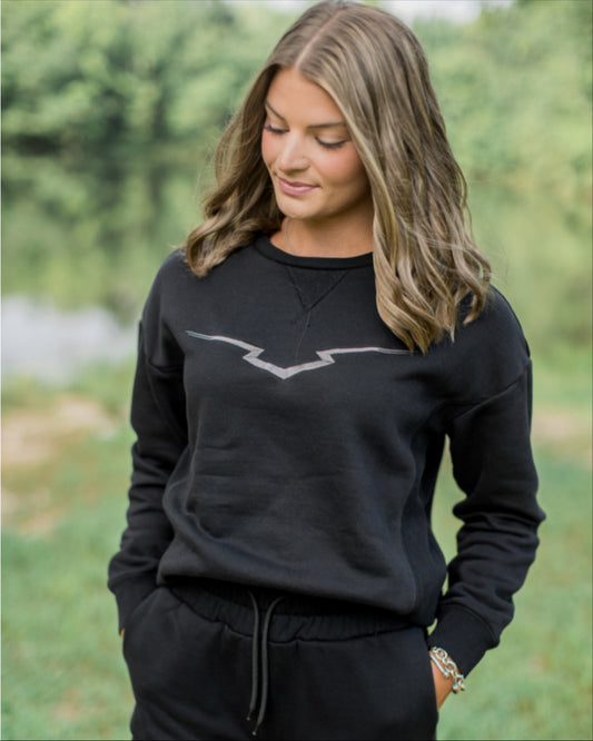 Sweet Victory- Black Embroidered Crewneck