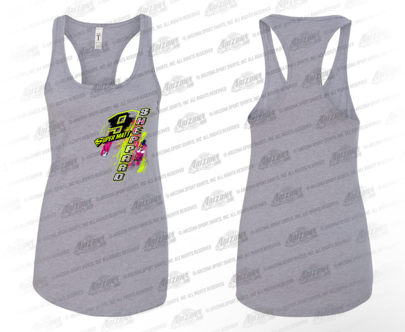 “Neon” Heather Gray Womens Racerback Tank Tops